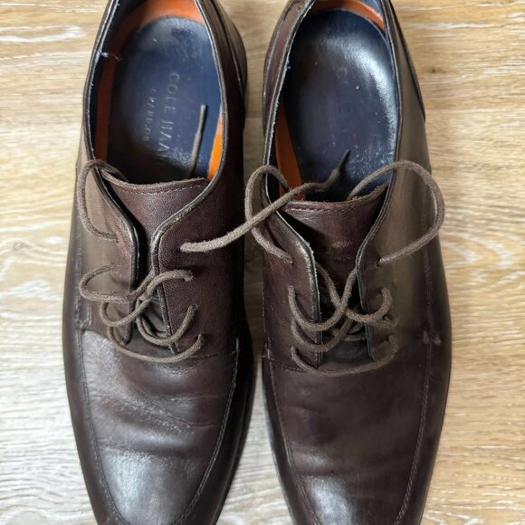 Cole Haan Men 10.5 M Lenox Hill Split Toe Oxfords Shoes Brown Leather C11628 - Picture 2 of 6